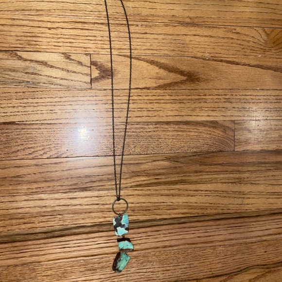 Vintage brass stone necklace - Picture 2 of 3